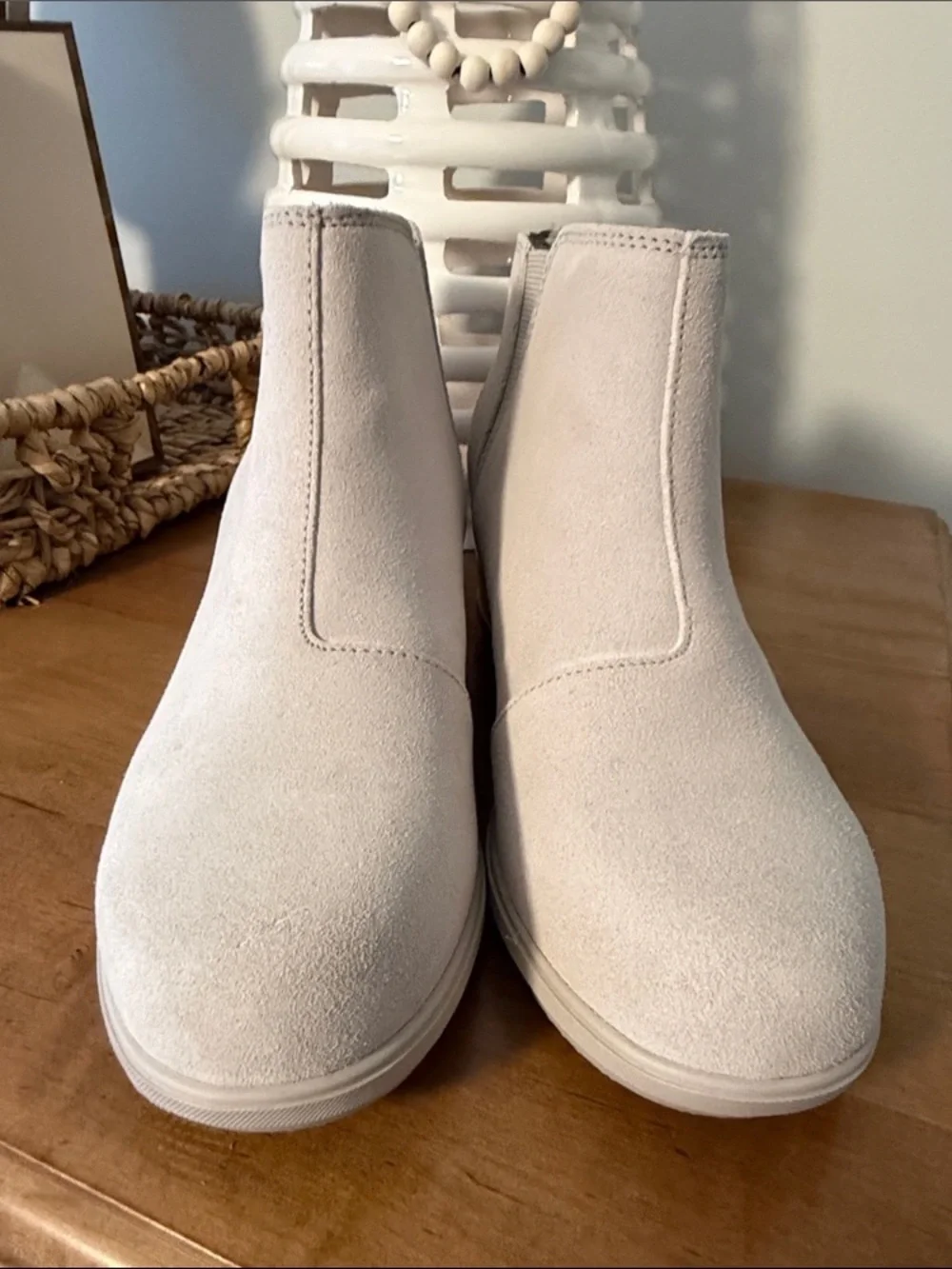 Sorel Light Beige Suede Wedge Ankle Booties Size 8.5